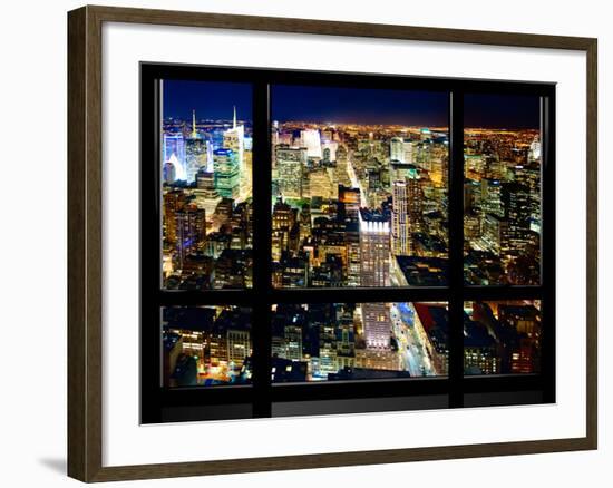 Window View, Special Series, Skyline by Night, Manhattan, New York City, United States-Philippe Hugonnard-Framed Photographic Print