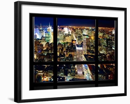 Window View, Special Series, Skyline by Night, Manhattan, New York City, United States-Philippe Hugonnard-Framed Photographic Print