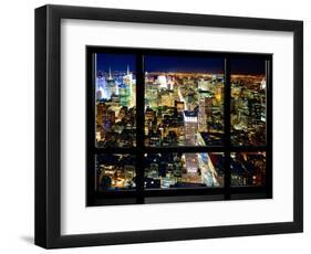 Window View, Special Series, Skyline by Night, Manhattan, New York City, United States-Philippe Hugonnard-Framed Photographic Print