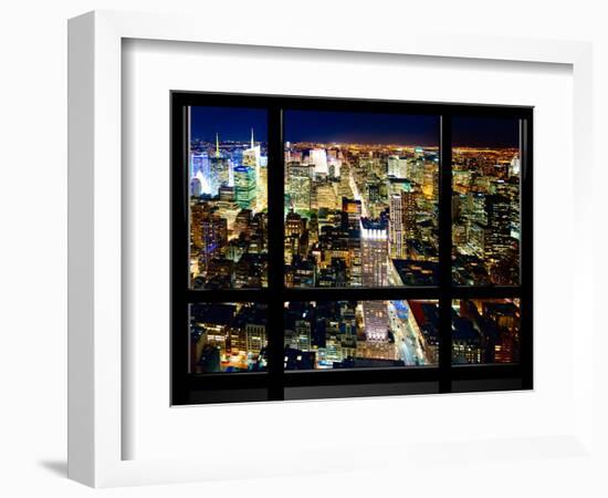 Window View, Special Series, Skyline by Night, Manhattan, New York City, United States-Philippe Hugonnard-Framed Photographic Print