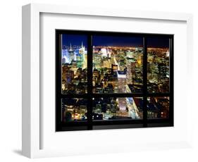 Window View, Special Series, Skyline by Night, Manhattan, New York City, United States-Philippe Hugonnard-Framed Photographic Print