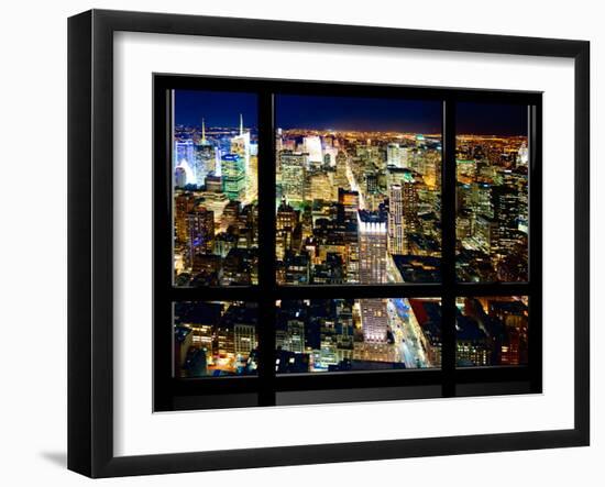 Window View, Special Series, Skyline by Night, Manhattan, New York City, United States-Philippe Hugonnard-Framed Premium Photographic Print