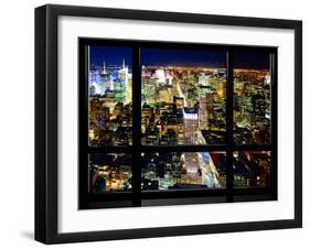 Window View, Special Series, Skyline by Night, Manhattan, New York City, United States-Philippe Hugonnard-Framed Premium Photographic Print