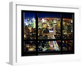 Window View, Special Series, Skyline by Night, Manhattan, New York City, United States-Philippe Hugonnard-Framed Premium Photographic Print