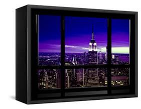 Window View, Special Series, Skyline Manhattan, Purple Night, New York, United States, USA-Philippe Hugonnard-Framed Stretched Canvas