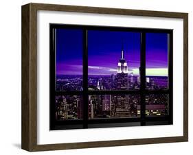 Window View, Special Series, Skyline Manhattan, Purple Night, New York, United States, USA-Philippe Hugonnard-Framed Premium Photographic Print