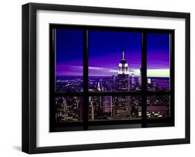 Window View, Special Series, Skyline Manhattan, Purple Night, New York, United States, USA-Philippe Hugonnard-Framed Premium Photographic Print