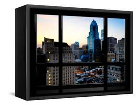 Window View, Special Series, Skyscrapers View at Nightfall, Philadelphia, Pennsylvania, USA-Philippe Hugonnard-Framed Stretched Canvas