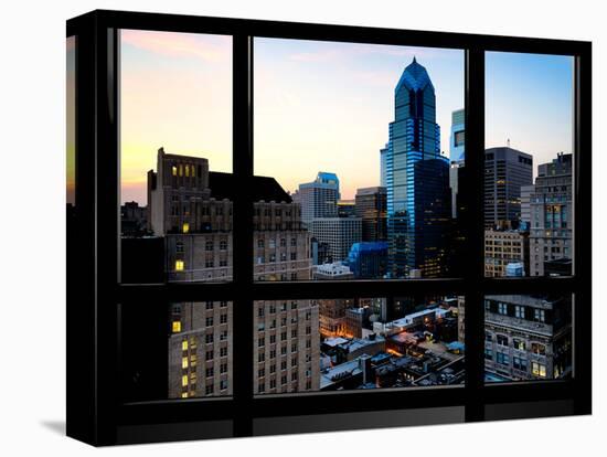 Window View, Special Series, Skyscrapers View at Nightfall, Philadelphia, Pennsylvania, USA-Philippe Hugonnard-Stretched Canvas