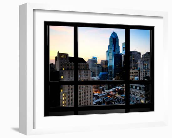 Window View, Special Series, Skyscrapers View at Nightfall, Philadelphia, Pennsylvania, USA-Philippe Hugonnard-Framed Premium Photographic Print