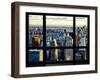 Window View, Special Series, Skyscrapers View at Sunset, Midtown Manhattan, NYC-Philippe Hugonnard-Framed Premium Photographic Print