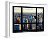 Window View, Special Series, Skyscrapers View at Sunset, Midtown Manhattan, NYC-Philippe Hugonnard-Framed Premium Photographic Print