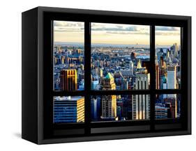 Window View, Special Series, Skyscrapers View at Sunset, Midtown Manhattan, NYC-Philippe Hugonnard-Framed Stretched Canvas