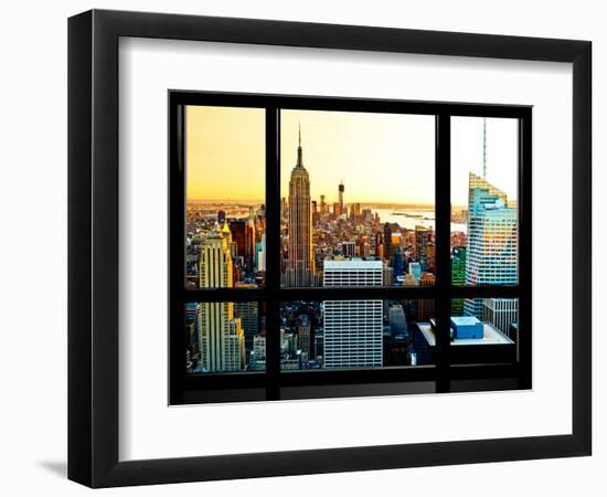 Window View, Special Series, Sunset, Empire State Building, Manhattan, New York, United States-Philippe Hugonnard-Framed Photographic Print