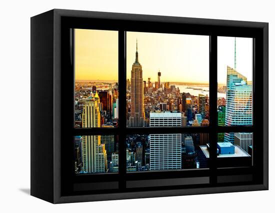 Window View, Special Series, Sunset, Empire State Building, Manhattan, New York, United States-Philippe Hugonnard-Framed Stretched Canvas