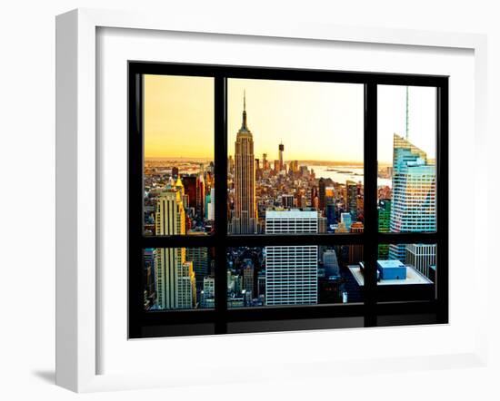 Window View, Special Series, Sunset, Empire State Building, Manhattan, New York, United States-Philippe Hugonnard-Framed Premium Photographic Print