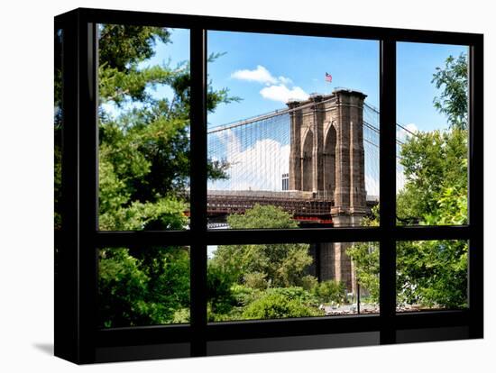 Window View, Special Series, the Brooklyn Bridge View, Manhattan, New York City, United States-Philippe Hugonnard-Stretched Canvas