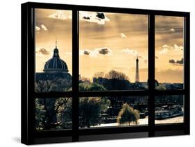 Window View, Special Series, the Eiffel Tower and Seine River View at Sunset, Paris, Europe-Philippe Hugonnard-Stretched Canvas