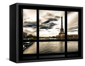 Window View, Special Series, the Eiffel Tower and Seine River Views, Paris, France, Europe-Philippe Hugonnard-Framed Stretched Canvas
