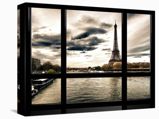 Window View, Special Series, the Eiffel Tower and Seine River Views, Paris, France, Europe-Philippe Hugonnard-Stretched Canvas