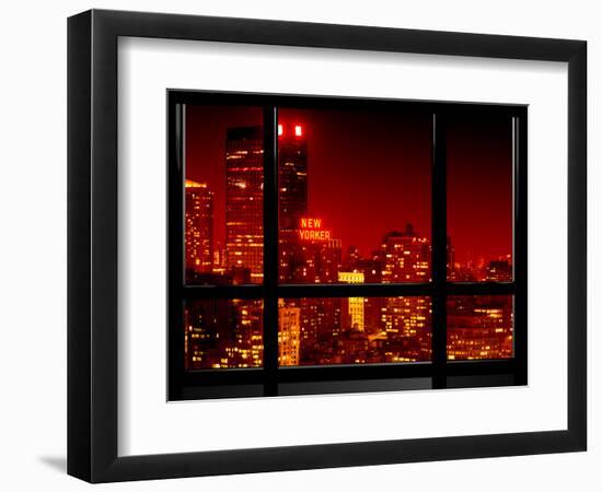 Window View, Special Series, the New Yorker at Red Night, Midtown Manhattan, New York, US, USA-Philippe Hugonnard-Framed Photographic Print