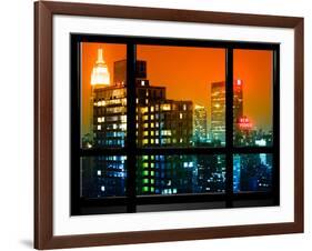 Window View, Special Series, the New Yorker Hotel, Empire State Building, Manhattan by Night, NYC-Philippe Hugonnard-Framed Photographic Print