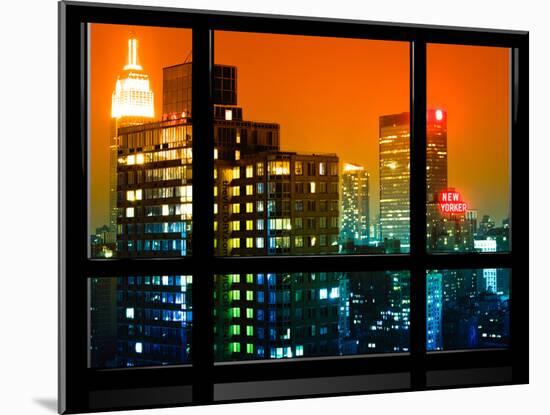 Window View, Special Series, the New Yorker Hotel, Empire State Building, Manhattan by Night, NYC-Philippe Hugonnard-Mounted Premium Photographic Print