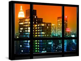 Window View, Special Series, the New Yorker Hotel, Empire State Building, Manhattan by Night, NYC-Philippe Hugonnard-Stretched Canvas