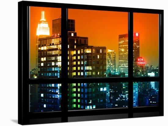Window View, Special Series, the New Yorker Hotel, Empire State Building, Manhattan by Night, NYC-Philippe Hugonnard-Stretched Canvas