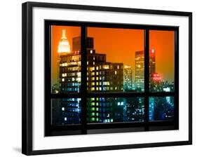 Window View, Special Series, the New Yorker Hotel, Empire State Building, Manhattan by Night, NYC-Philippe Hugonnard-Framed Photographic Print