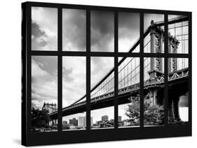 Window View - the Manhattan Bridge - Manhattan - New York City - USA-Philippe Hugonnard-Stretched Canvas