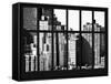 Window View - The New Yorker Hotel at Manhattan - New York City - Black and White Photography-Philippe Hugonnard-Framed Stretched Canvas