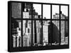 Window View - The New Yorker Hotel at Manhattan - New York City - Black and White Photography-Philippe Hugonnard-Stretched Canvas