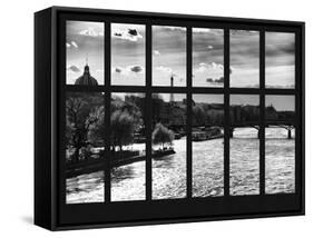 Window View - the River Seine and the Eiffel Tower at Sunset - Paris - France - Europe-Philippe Hugonnard-Framed Stretched Canvas