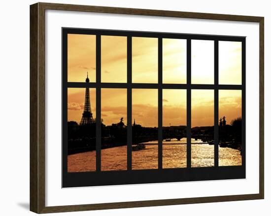 Window View - the River Seine of the Eiffel Tower and Alexandre III Bridge - Paris - France-Philippe Hugonnard-Framed Photographic Print