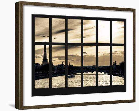 Window View - the River Seine of the Eiffel Tower and Alexandre III Bridge - Paris - France-Philippe Hugonnard-Framed Photographic Print