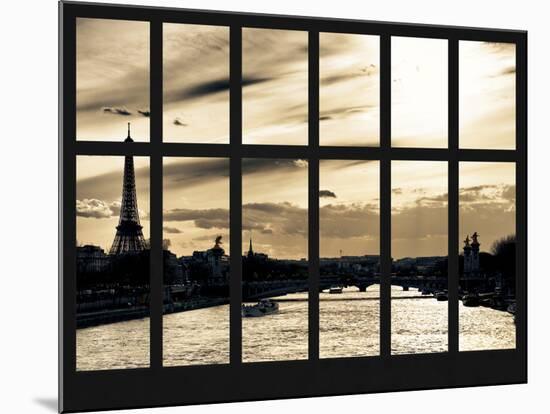 Window View - the River Seine of the Eiffel Tower and Alexandre III Bridge - Paris - France-Philippe Hugonnard-Mounted Photographic Print