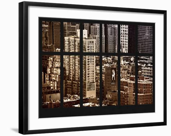 Window View - Theater District and Times Square - Midtown Manhattan - New York City-Philippe Hugonnard-Framed Photographic Print