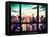 Window View, Theater District and Times Square Views, 42 Street, Midtown Manhattan, NYC-Philippe Hugonnard-Framed Stretched Canvas