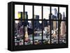 Window View - Theater District at Sunset - Manhattan - New York City-Philippe Hugonnard-Framed Stretched Canvas