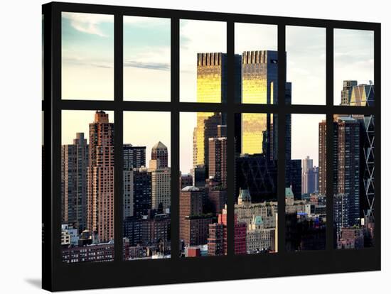 Window View - Theater District at Sunset - Manhattan - New York City-Philippe Hugonnard-Stretched Canvas