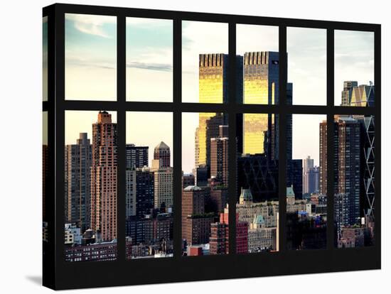 Window View - Theater District at Sunset - Manhattan - New York City-Philippe Hugonnard-Stretched Canvas