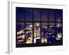 Window View - Theater District by Night - Manhattan - New York City-Philippe Hugonnard-Framed Photographic Print