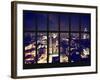 Window View - Theater District by Night - Manhattan - New York City-Philippe Hugonnard-Framed Photographic Print