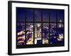 Window View - Theater District by Night - Manhattan - New York City-Philippe Hugonnard-Framed Photographic Print