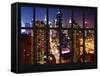 Window View - Times Square and 42nd Street - the Empire State Building - Manhattan - New York City-Philippe Hugonnard-Framed Stretched Canvas