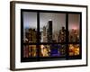 Window View, Urban Landscape by Night, Misty Colors View, Times Square, Manhattan, New York-Philippe Hugonnard-Framed Photographic Print
