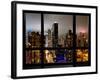 Window View, Urban Landscape by Night, Misty Colors View, Times Square, Manhattan, New York-Philippe Hugonnard-Framed Photographic Print