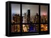 Window View, Urban Landscape by Night, Misty Colors View, Times Square, Manhattan, New York-Philippe Hugonnard-Framed Stretched Canvas