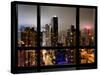 Window View, Urban Landscape by Night, Misty Colors View, Times Square, Manhattan, New York-Philippe Hugonnard-Stretched Canvas